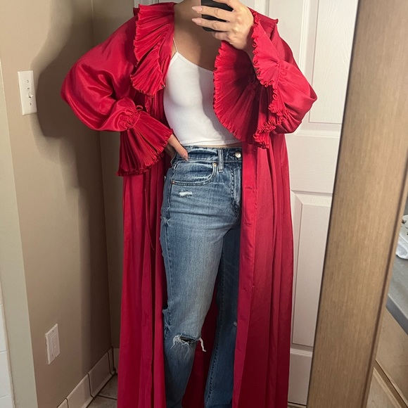 Oscar de la renta long red robe kimono - Picture 1 of 5
